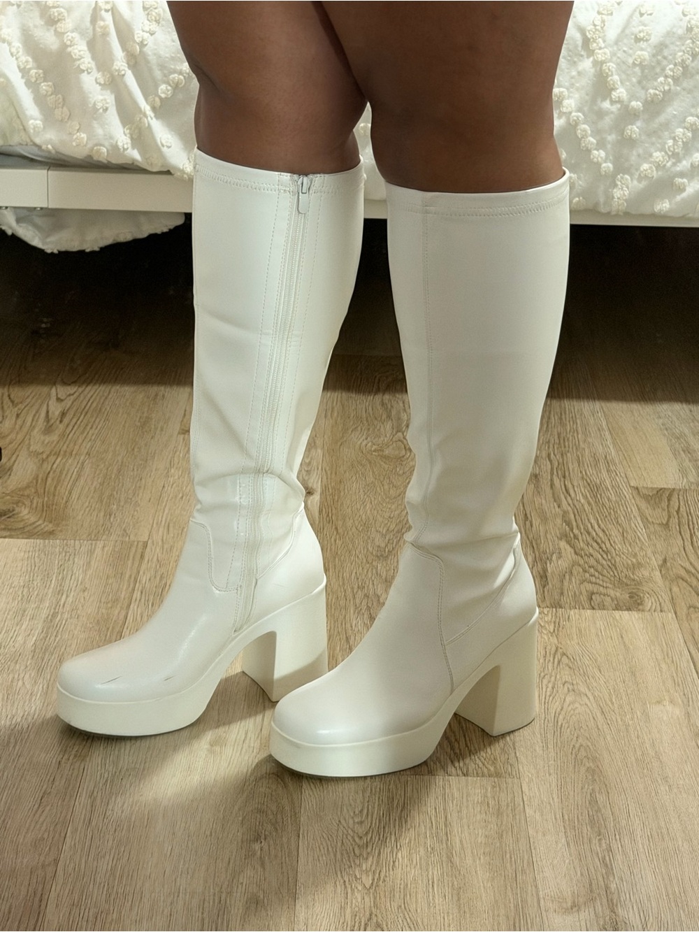 SHEIN White Platform Over-the-Knee Block Heel Boots